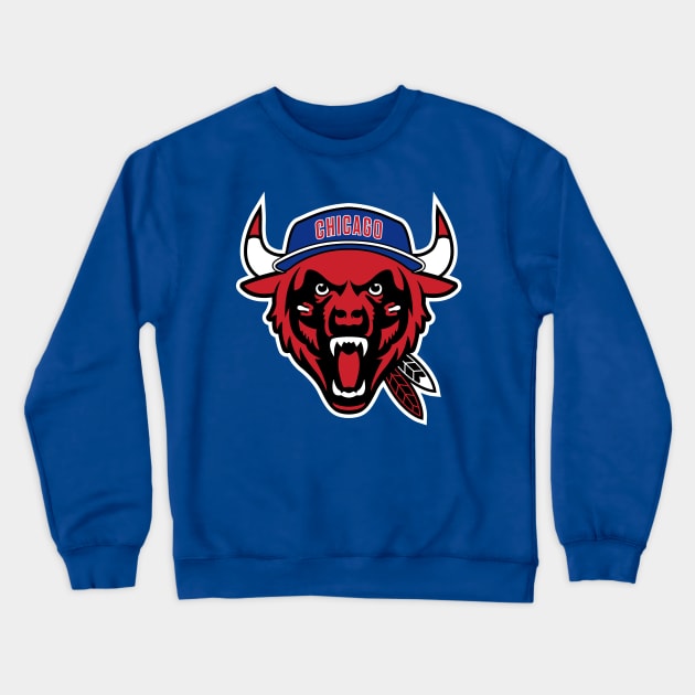 The Chicago Beast (North) Logo Mashup - Pro Teams Combined - All City Logos Put Together Crewneck Sweatshirt by DeluxeGraphicSupply